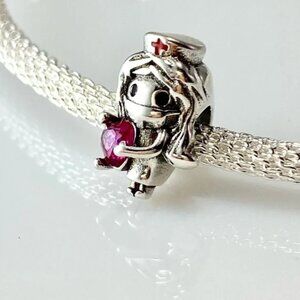 Sterling Silver Nurse with Heart Charm  S925 stamped sterling silver NEW